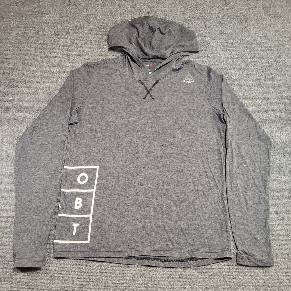 Reebok RNF Lightweight Combat Hoodie Long Sleeve Gray Pullover Men's Sz Medium